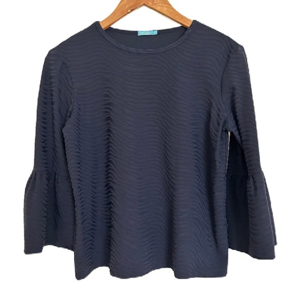 J. McLaughlin Women’s Blue Kyla Textured Bell Sleeve Top‎ Small - Picture 1 of 12